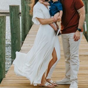 Showpo Cream Maxi Wrap Dress